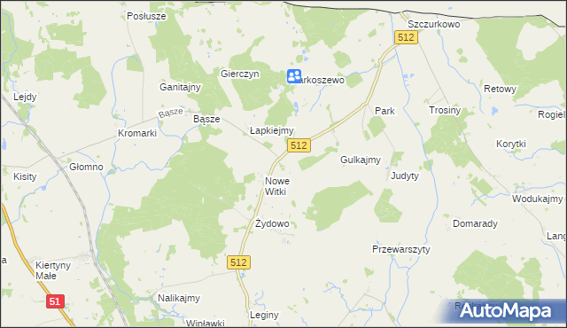 mapa Łoskajmy gmina Bartoszyce, Łoskajmy gmina Bartoszyce na mapie Targeo