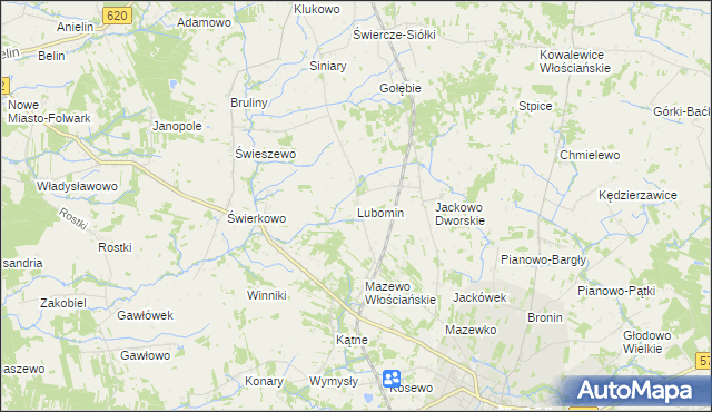 mapa Lubomin gmina Nasielsk, Lubomin gmina Nasielsk na mapie Targeo