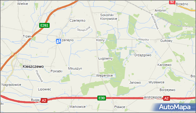 mapa Ługowiny, Ługowiny na mapie Targeo