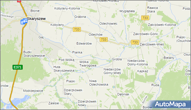 mapa Miasteczko gmina Skaryszew, Miasteczko gmina Skaryszew na mapie Targeo