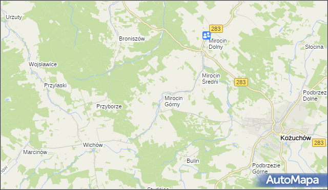 mapa Mirocin Górny, Mirocin Górny na mapie Targeo