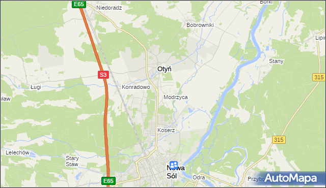mapa Modrzyca, Modrzyca na mapie Targeo