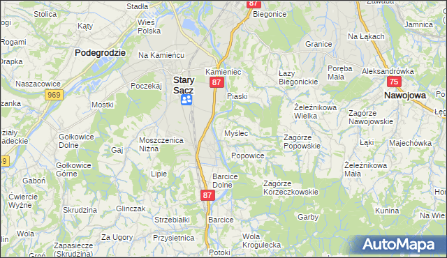 mapa Myślec, Myślec na mapie Targeo