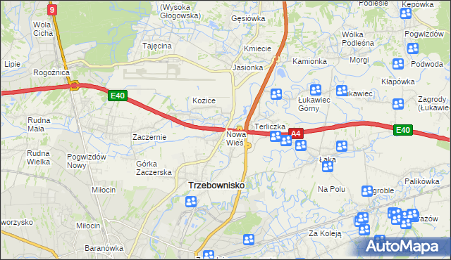 mapa Nowa Wieś gmina Trzebownisko, Nowa Wieś gmina Trzebownisko na mapie Targeo