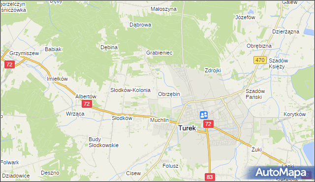 mapa Obrzębin, Obrzębin na mapie Targeo