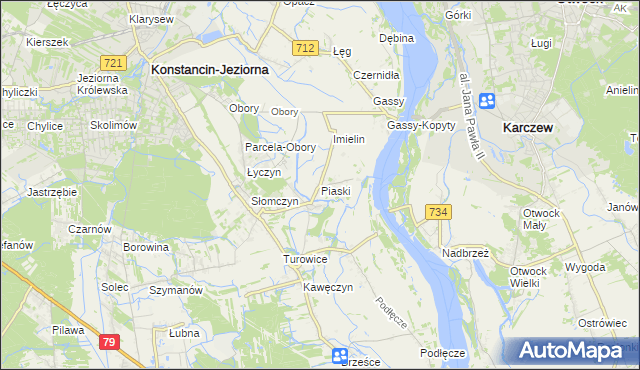 mapa Piaski gmina Konstancin-Jeziorna, Piaski gmina Konstancin-Jeziorna na mapie Targeo