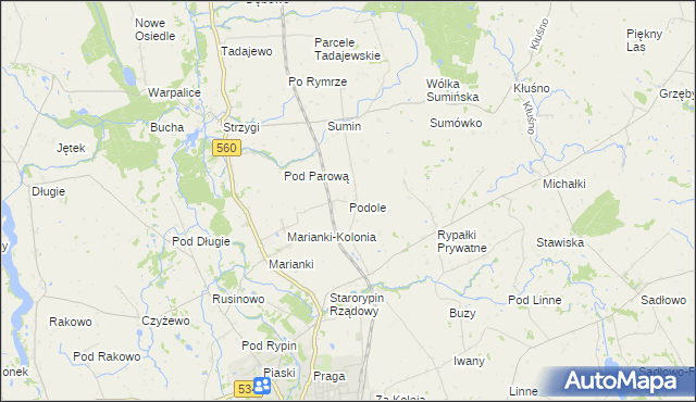 mapa Podole gmina Rypin, Podole gmina Rypin na mapie Targeo