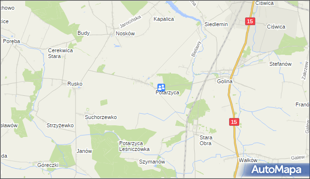 mapa Potarzyca gmina Jarocin, Potarzyca gmina Jarocin na mapie Targeo