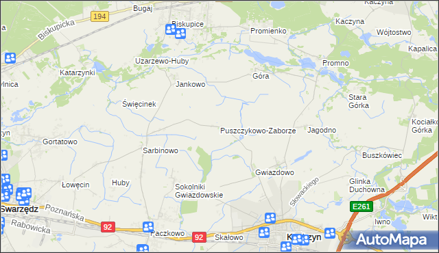 mapa Puszczykowo-Zaborze, Puszczykowo-Zaborze na mapie Targeo