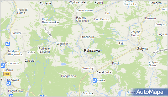 mapa Rakszawa powiat łańcucki, Rakszawa powiat łańcucki na mapie Targeo