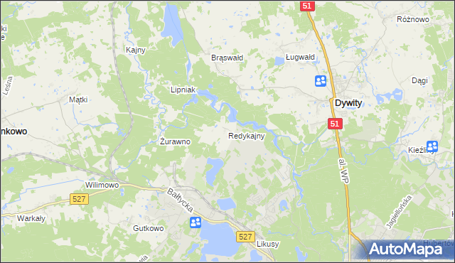 mapa Redykajny, Redykajny na mapie Targeo