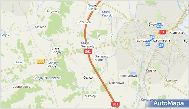 mapa Sierzputy Młode, Sierzputy Młode na mapie Targeo