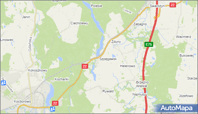 mapa Szpęgawsk, Szpęgawsk na mapie Targeo