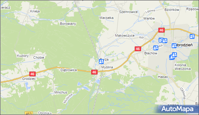 mapa Turza gmina Dobrodzień, Turza gmina Dobrodzień na mapie Targeo