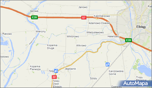 mapa Wikrowo gmina Gronowo Elbląskie, Wikrowo gmina Gronowo Elbląskie na mapie Targeo