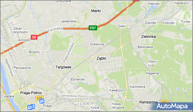 mapa Ząbki powiat wołomiński, Ząbki powiat wołomiński na mapie Targeo