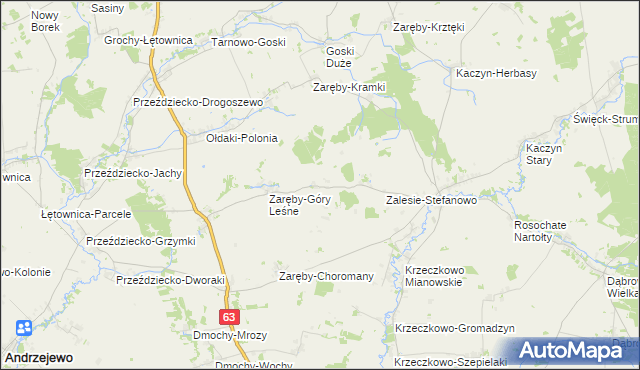 mapa Zaręby-Święchy, Zaręby-Święchy na mapie Targeo