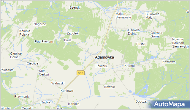 mapa Adamówka powiat przeworski, Adamówka powiat przeworski na mapie Targeo