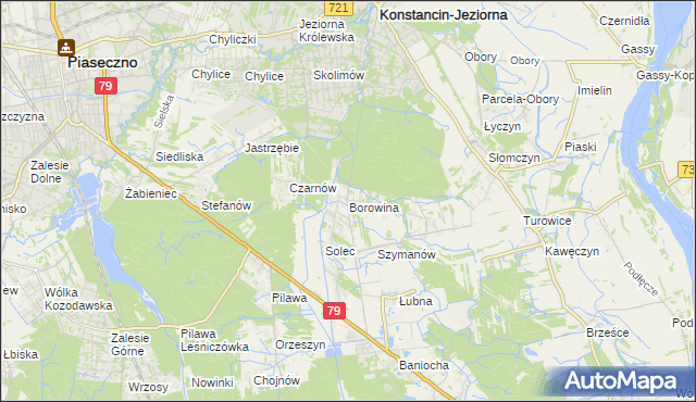 mapa Borowina gmina Konstancin-Jeziorna, Borowina gmina Konstancin-Jeziorna na mapie Targeo