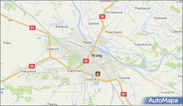 mapa Brzeg, Brzeg na mapie Targeo