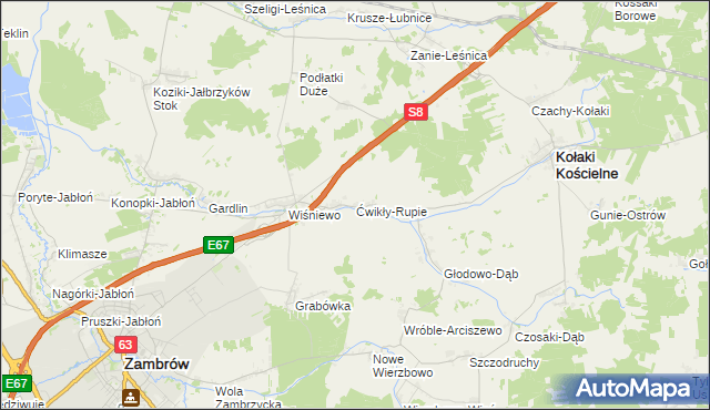 mapa Ćwikły-Rupie, Ćwikły-Rupie na mapie Targeo