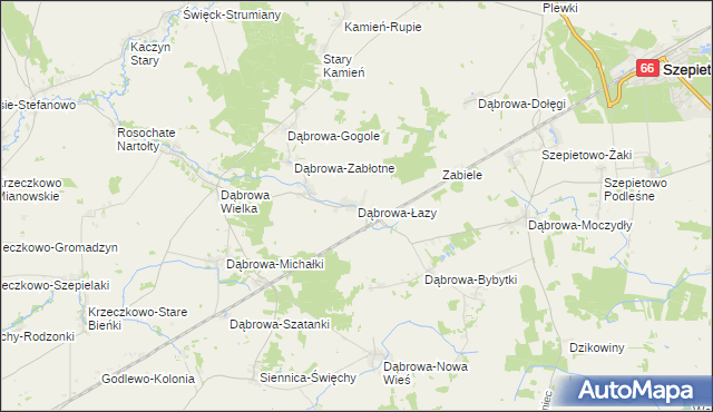 mapa Dąbrowa-Łazy gmina Szepietowo, Dąbrowa-Łazy gmina Szepietowo na mapie Targeo