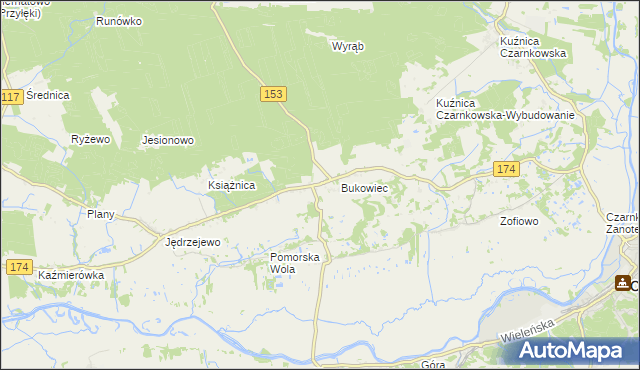 mapa Gajewo gmina Czarnków, Gajewo gmina Czarnków na mapie Targeo