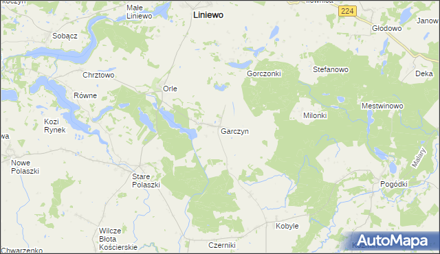 mapa Garczyn gmina Liniewo, Garczyn gmina Liniewo na mapie Targeo