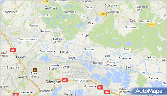 mapa Gromiec, Gromiec na mapie Targeo