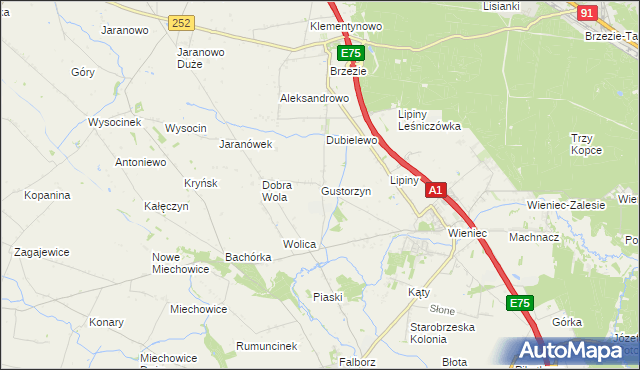 mapa Gustorzyn, Gustorzyn na mapie Targeo