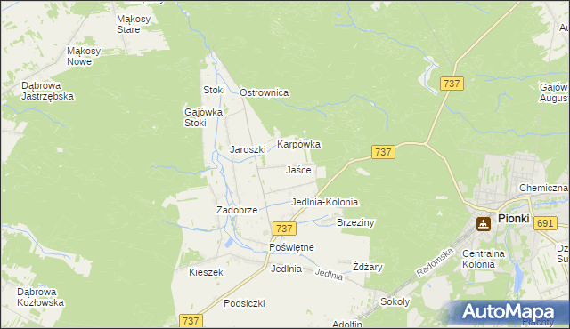 mapa Jaśce, Jaśce na mapie Targeo