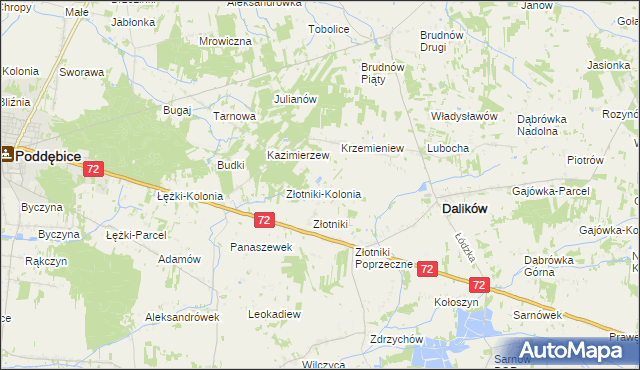 mapa Kazimierzów gmina Dalików, Kazimierzów gmina Dalików na mapie Targeo