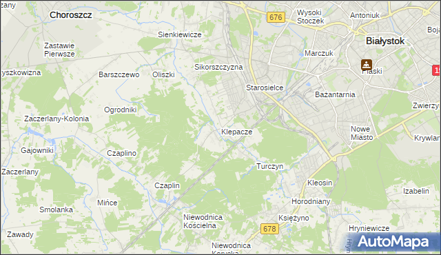 mapa Klepacze gmina Choroszcz, Klepacze gmina Choroszcz na mapie Targeo