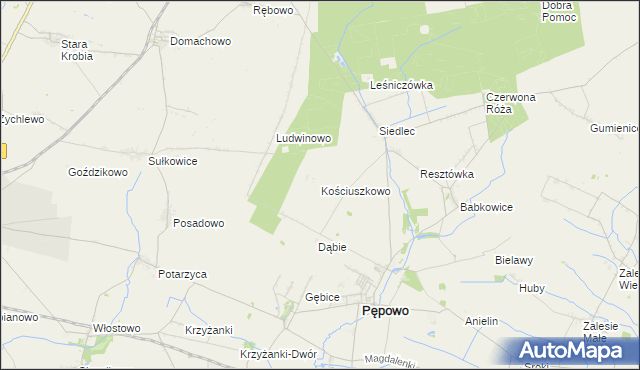 mapa Kościuszkowo, Kościuszkowo na mapie Targeo
