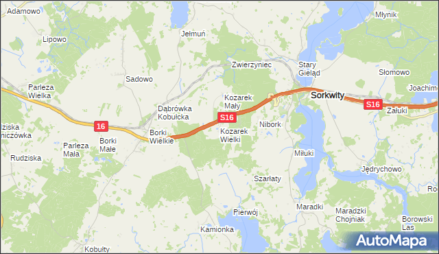 mapa Kozarek Wielki, Kozarek Wielki na mapie Targeo