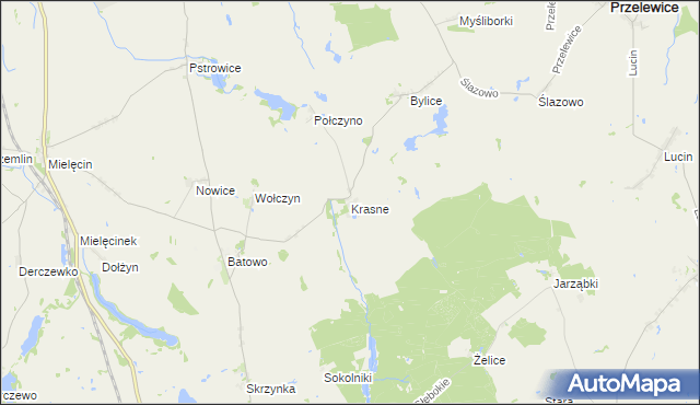 mapa Krasne gmina Lipiany, Krasne gmina Lipiany na mapie Targeo
