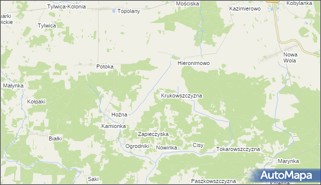 mapa Krukowszczyzna gmina Michałowo, Krukowszczyzna gmina Michałowo na mapie Targeo