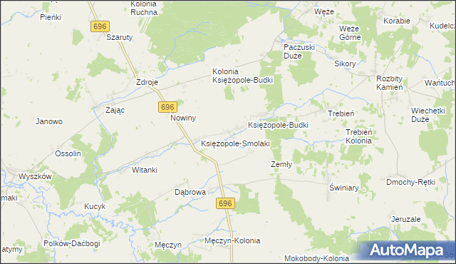 mapa Księżopole-Jałmużny, Księżopole-Jałmużny na mapie Targeo