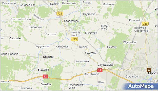 mapa Kunice gmina Sławno, Kunice gmina Sławno na mapie Targeo