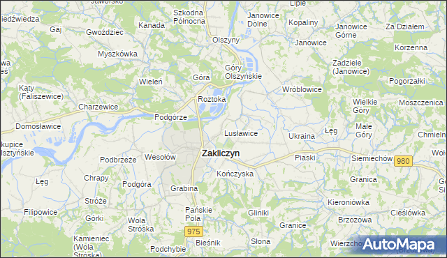 mapa Lusławice gmina Zakliczyn, Lusławice gmina Zakliczyn na mapie Targeo