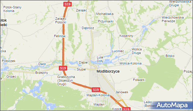 mapa Lute Doły, Lute Doły na mapie Targeo