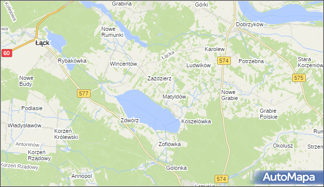 mapa Matyldów gmina Łąck, Matyldów gmina Łąck na mapie Targeo