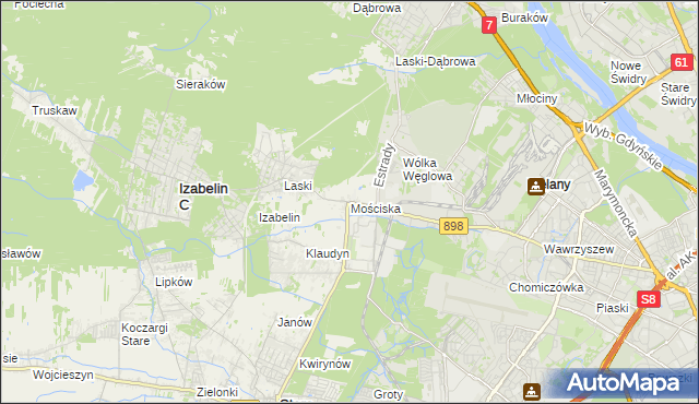 mapa Mościska gmina Izabelin, Mościska gmina Izabelin na mapie Targeo