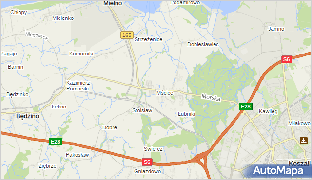 mapa Mścice, Mścice na mapie Targeo