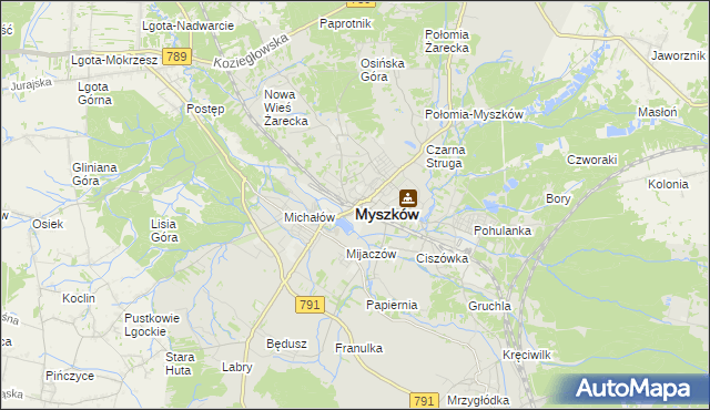 mapa Myszków, Myszków na mapie Targeo