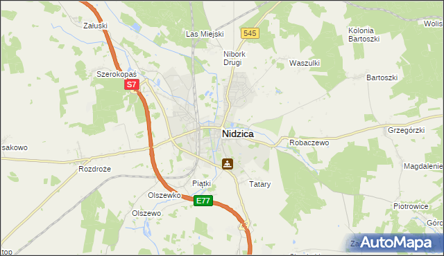 mapa Nidzica, Nidzica na mapie Targeo