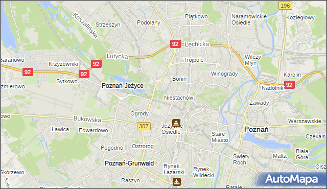 mapa Niestachów gmina Poznań, Niestachów gmina Poznań na mapie Targeo