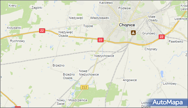 mapa Nieżychowice, Nieżychowice na mapie Targeo