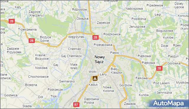 mapa Nowego Sącza, Nowy Sącz na mapie Targeo
