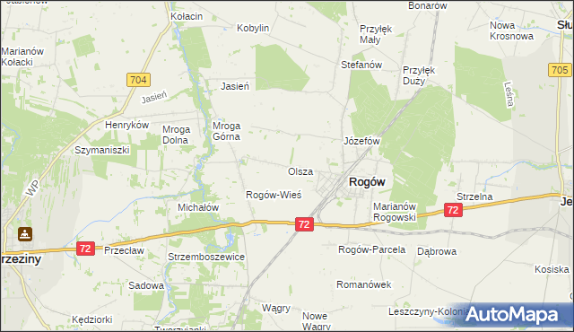 mapa Olsza gmina Rogów, Olsza gmina Rogów na mapie Targeo